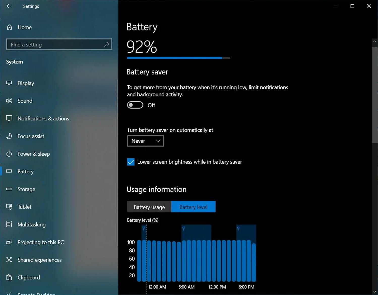 Batteri Batterikontroll i Windows 10 21H2
